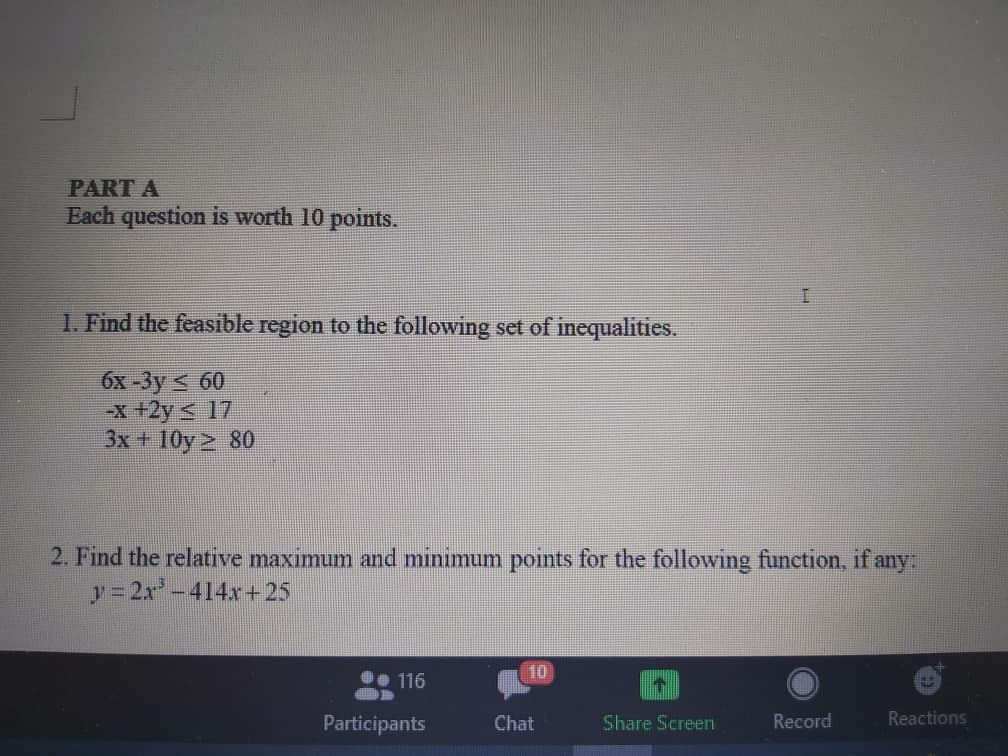 Solved PART A Each question is worth 10 points. 1. Find the | Chegg.com