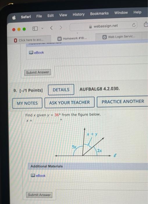 Solved Find x given y=36∘ from the figure below. x= | Chegg.com