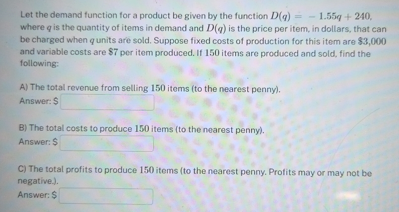 Solved Let the demand function for a product be given by the | Chegg.com