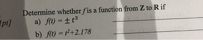 Solved Determine whether f is a function from Z to R if a) | Chegg.com