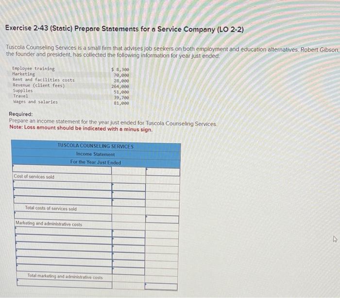Solved Exercise 2.43 (Static) Prepare Statements for a | Chegg.com