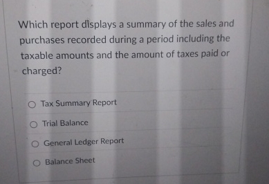 Solved Which report displays a summary of the sales and | Chegg.com