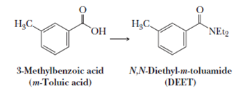 Propose a synthesis for DEET from 3-methylbenzoic acid. 