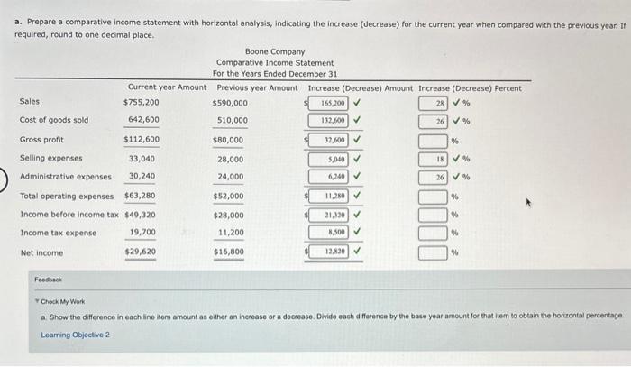 Solved a. Prepare a comparative income statement with | Chegg.com