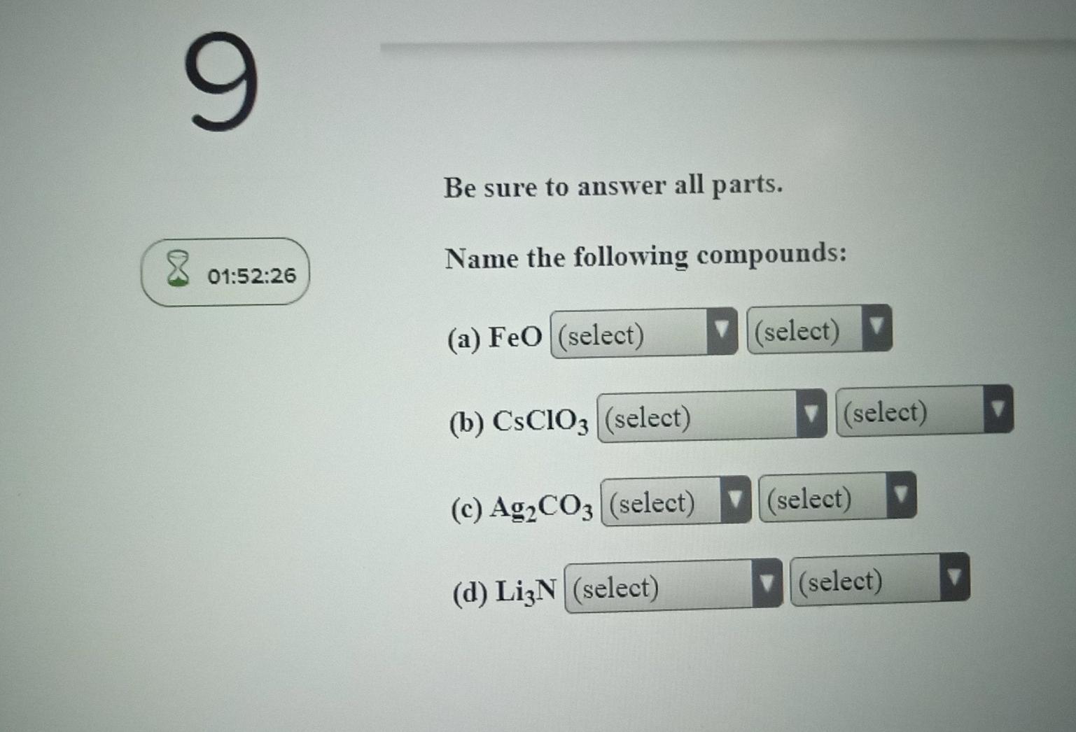 Solved 9 Be Sure To Answer All Parts. Name The Following | Chegg.com