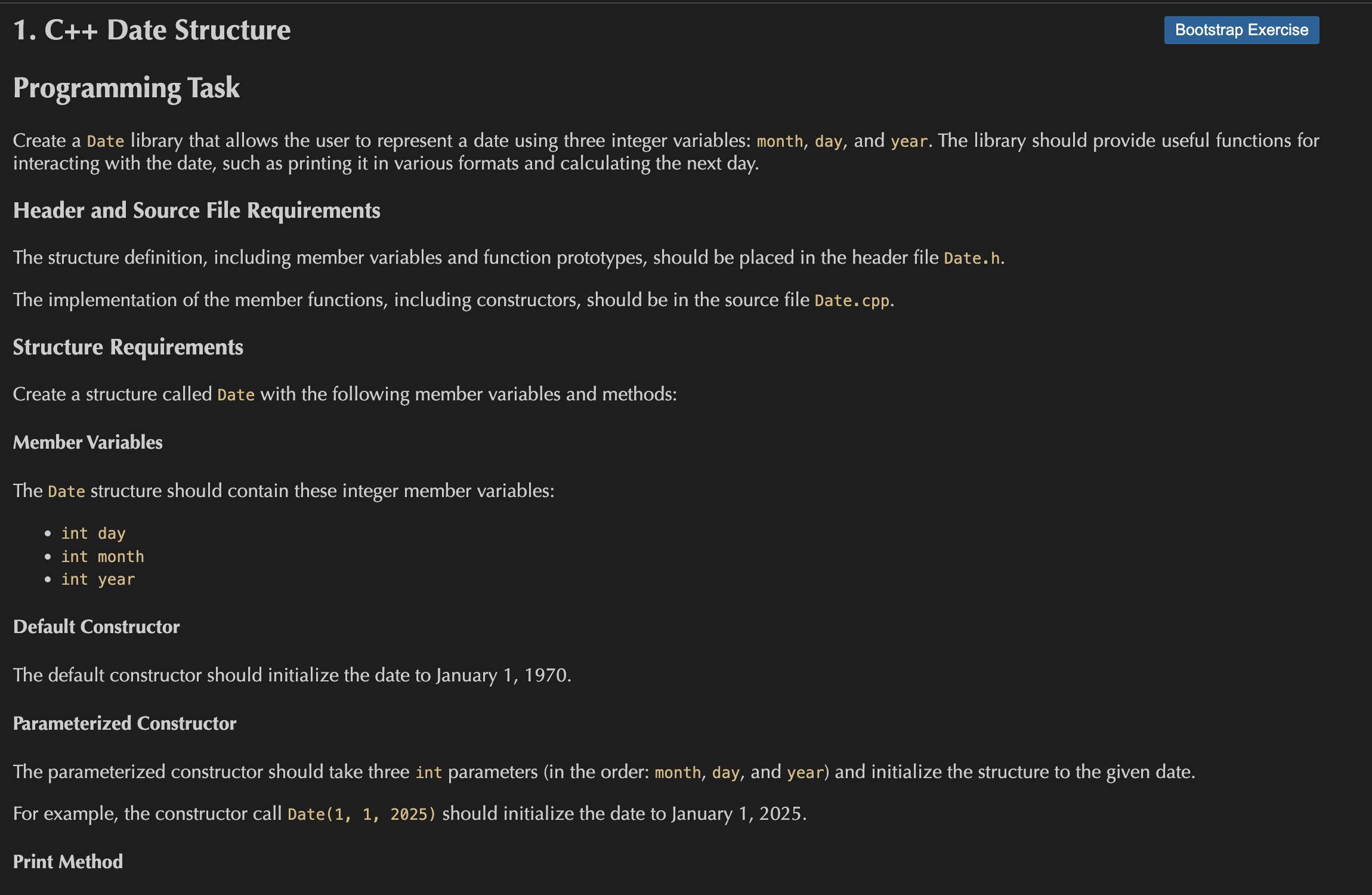 Solved 1. C++ Date StructureProgramming TaskCreate a Date | Chegg.com