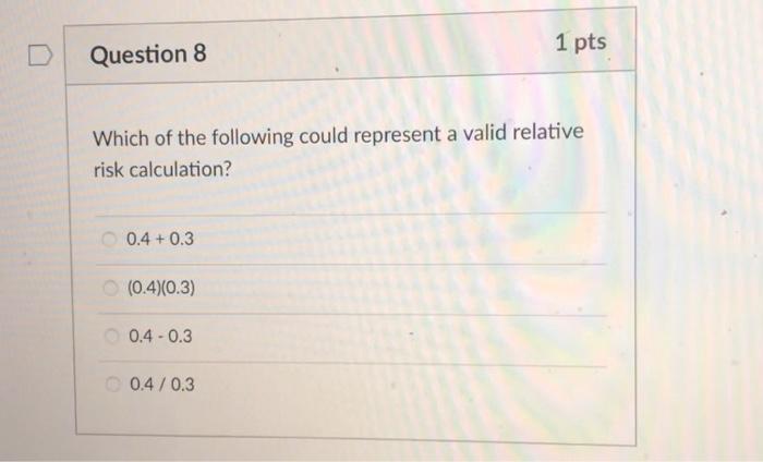 Solved 1 pts Question 8 Which of the following could | Chegg.com