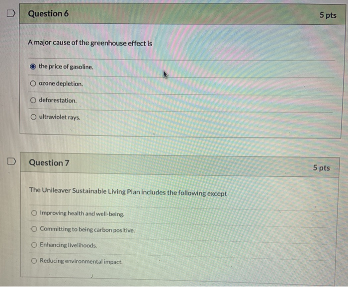 Solved Question 6 5 pts A major cause of the greenhouse | Chegg.com