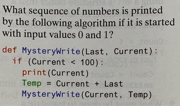 Solved What sequence of numbers is printed by the following | Chegg.com