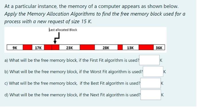 Solved At a particular instance, the memory of a computer | Chegg.com