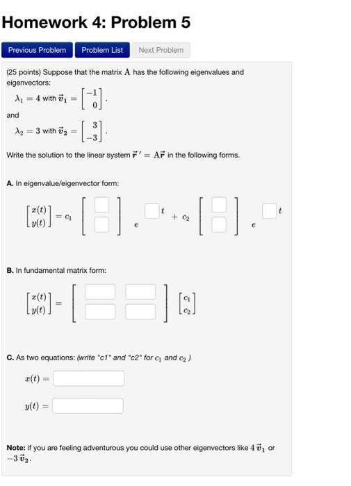 Solved (25 points) Suppose that the matrix A has the | Chegg.com
