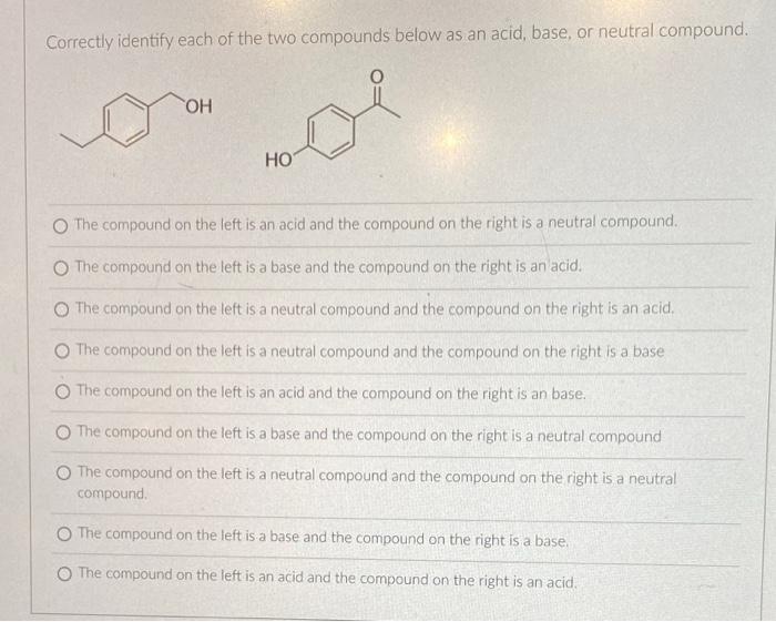 Solved Correctly Identify Each Of The Two Compounds Below As | Chegg.com