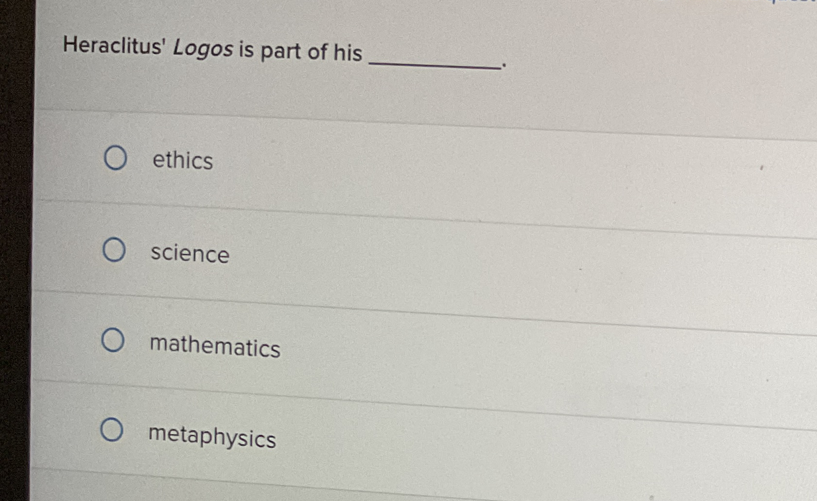 Solved Heraclitus' Logos is part of | Chegg.com