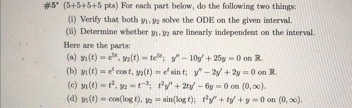 Solved 5∗(5+5+5+5 pts ) For each part below, do the | Chegg.com