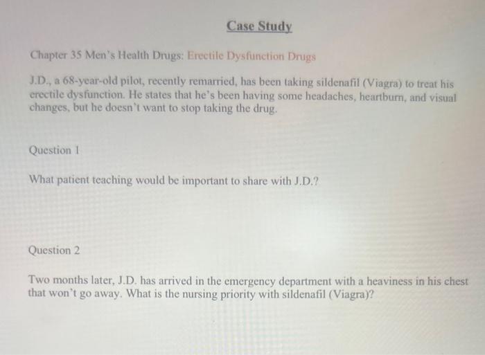 Solved Chapter 35 Men's Health Drugs Erectile Dysfunction