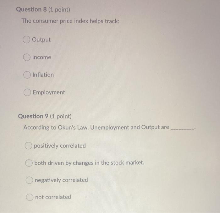 Solved Question 8 (1 Point) The Consumer Price Index Helps | Chegg.com