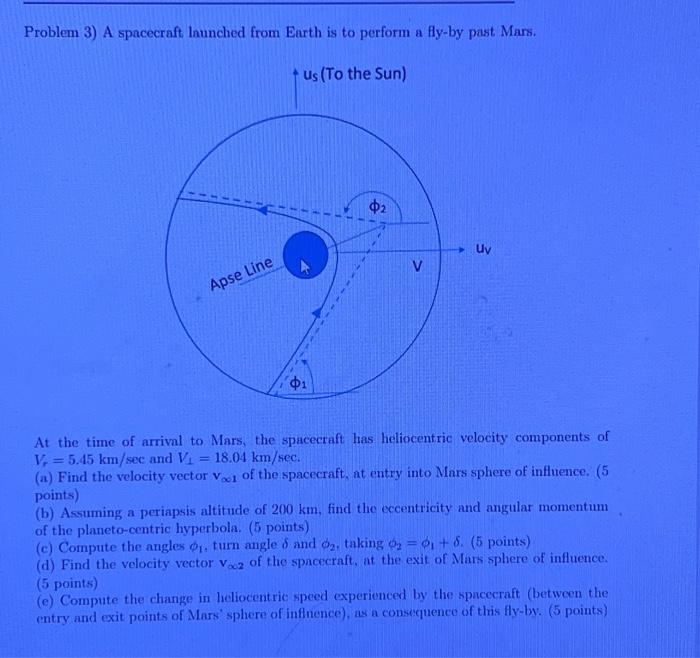 Problem 3) A spacecraft launched from Earth is to | Chegg.com