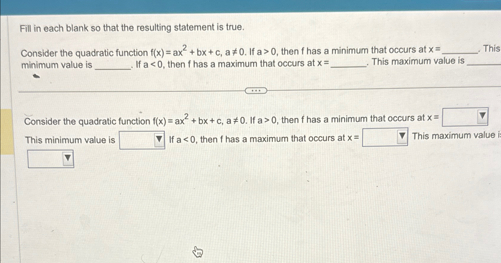 Solved Fill in each blank so that the resulting statement is | Chegg.com