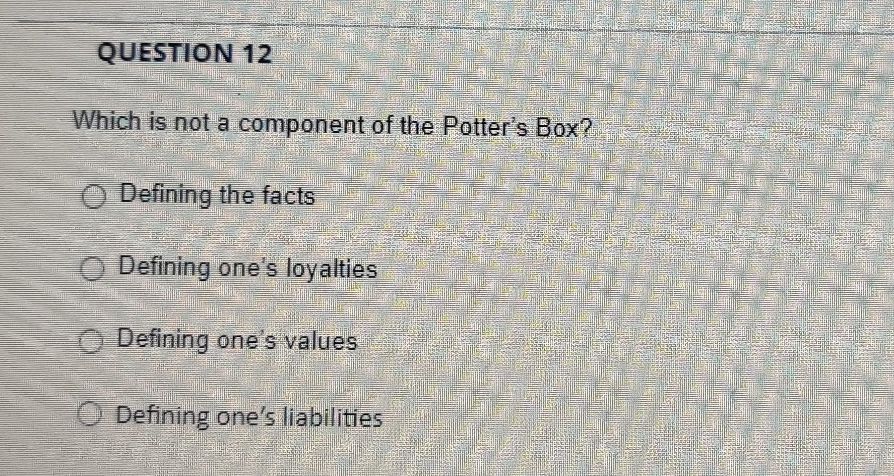 Solved QUESTION 10 Which of the following is not considered | Chegg.com