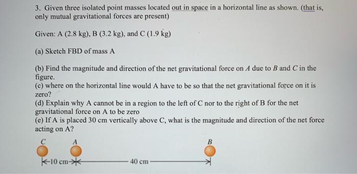 Solved 3. Given three isolated point masses located out in | Chegg.com