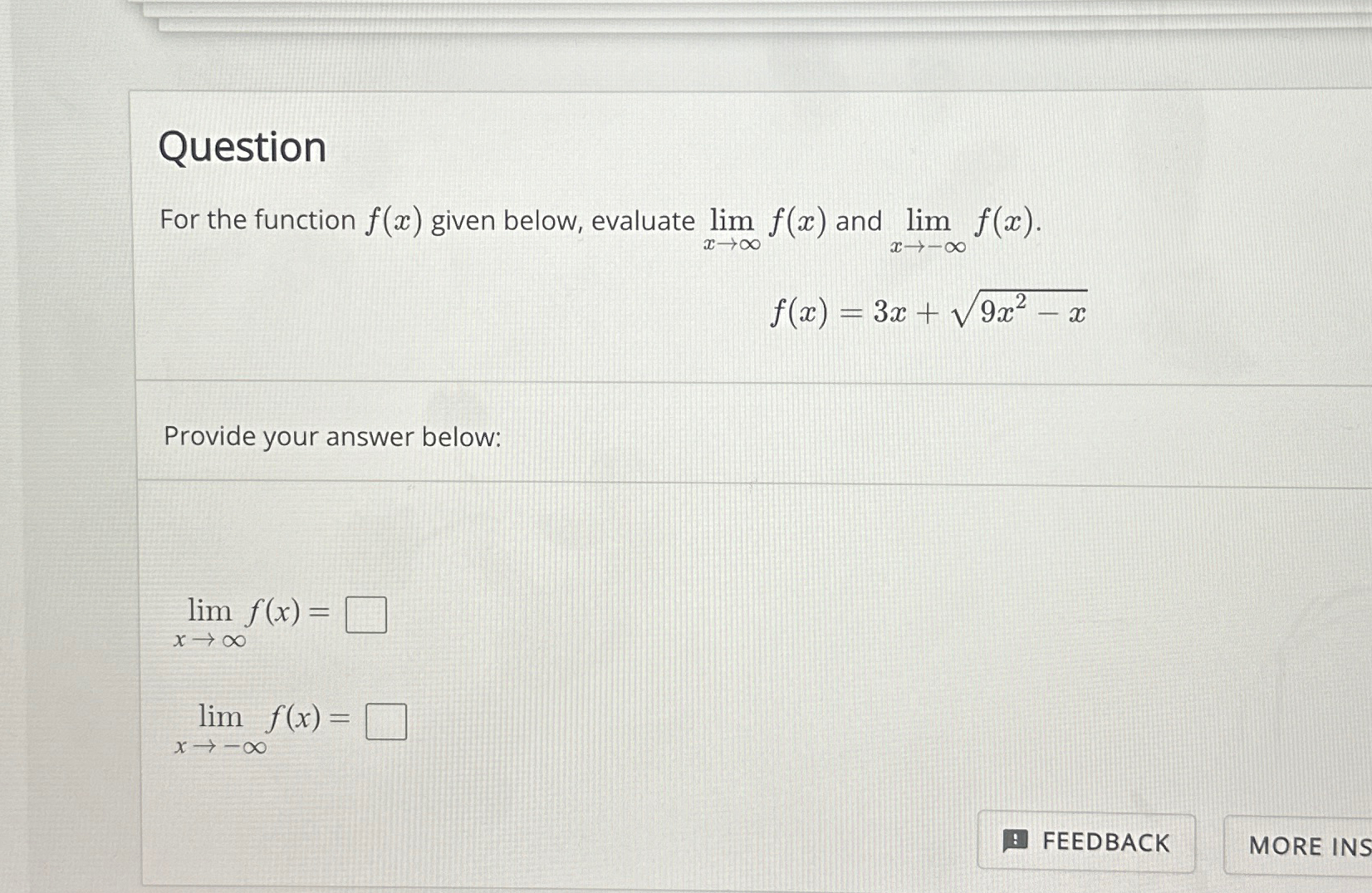 Solved Questionfor The Function F X ﻿given Below Evaluate