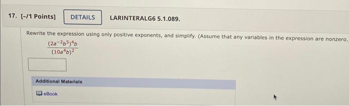 Solved Rewrite the expression using only positive exponents, | Chegg.com
