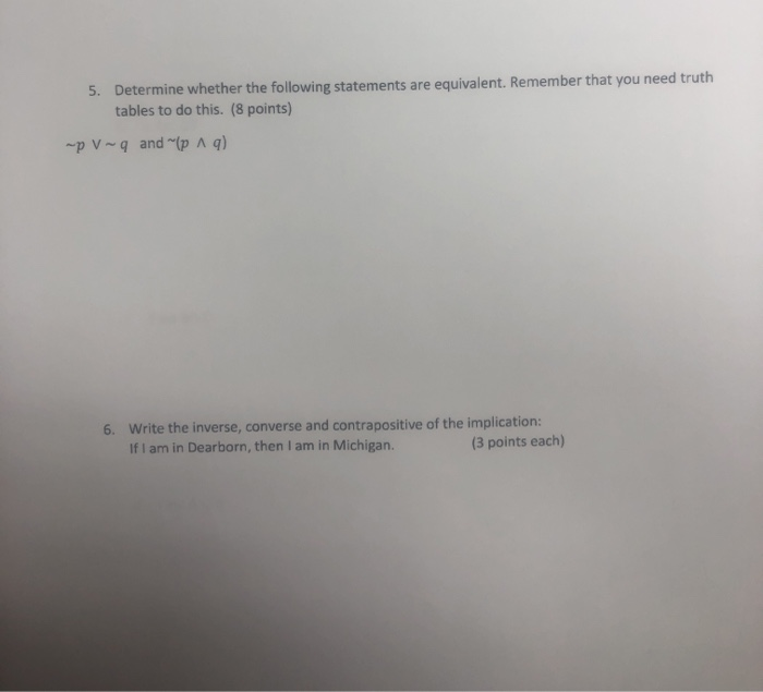 Solved 5. Determine whether the following statements are | Chegg.com