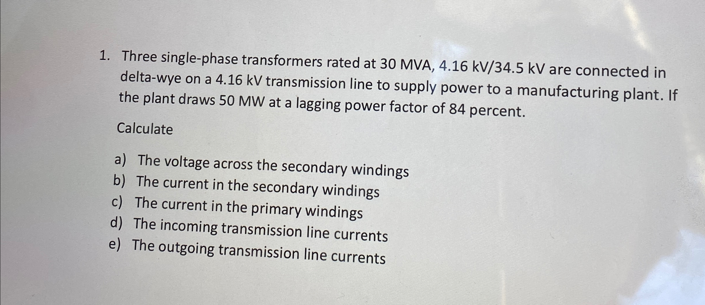 Three single-phase transformers rated at | Chegg.com