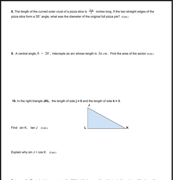 Solved 8 The Length Of The Curved Outer Crust Of A Pizza Chegg Com