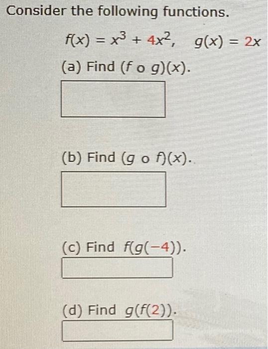 Solved Find the following values for the given functions. | Chegg.com