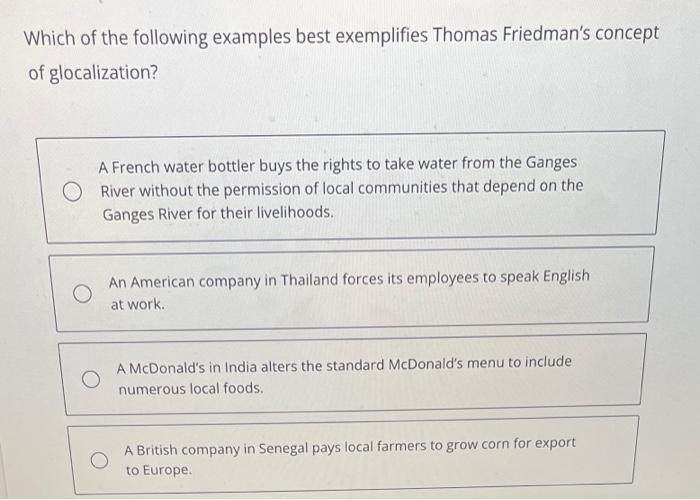 Which of the following examples best exemplifies | Chegg.com