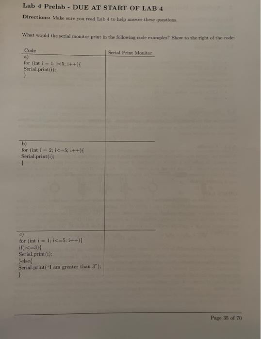 Solved Lab 4 Prelab - DUE AT START OF LAB 4 Directions: Make | Chegg.com