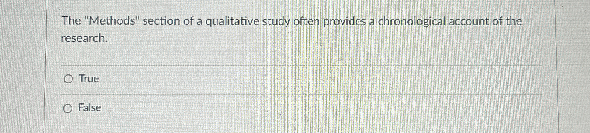 Solved The "Methods" section of a qualitative study often | Chegg.com
