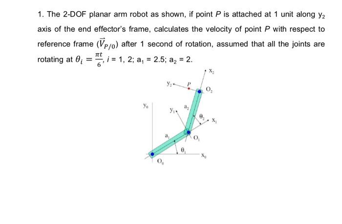 Solved 1. The 2-DOF planar arm robot as shown, if point P is | Chegg.com