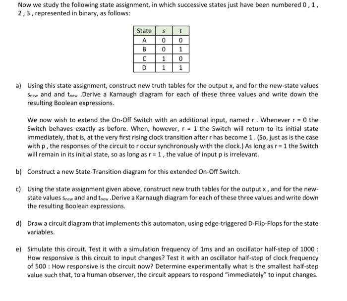 Solved Now we study the following state assignment, in which | Chegg.com