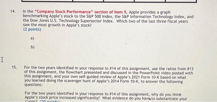 use the 2021 Apple Form 10-k, answer for the | Chegg.com