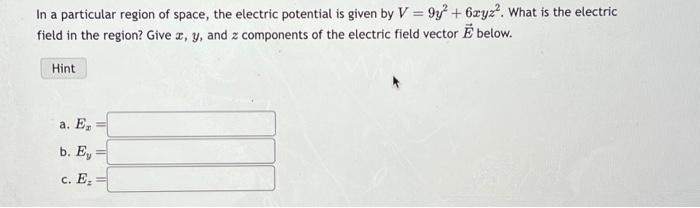 Solved In a particular region of space, the electric | Chegg.com