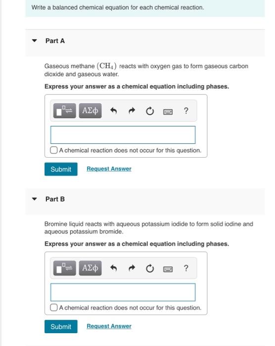 Solved Write a balanced chemical equation for each chemical
