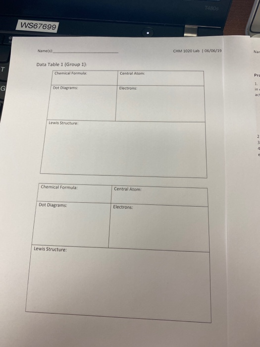 Solved CHM 1020 Lab 06/06/19 Name(s): Part A: Lewis | Chegg.com