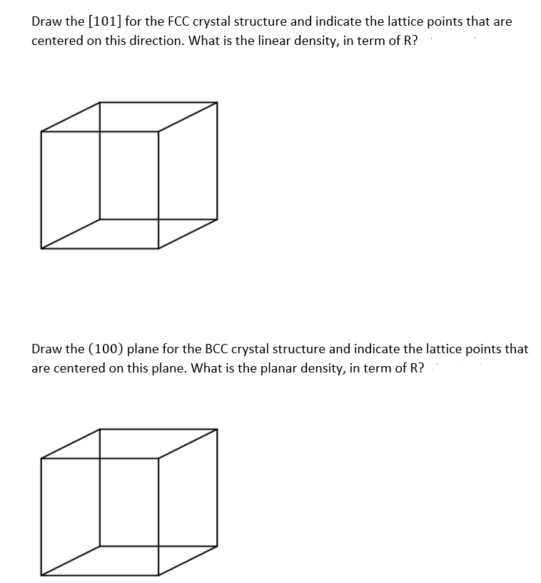 Solved Draw the [101] ﻿for the FCC crystal structure and | Chegg.com