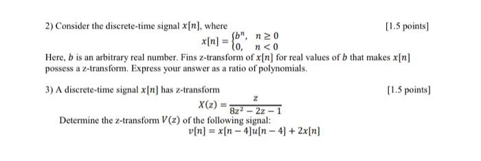 Solved 2) Consider the discrete-time signal x[n], where | Chegg.com