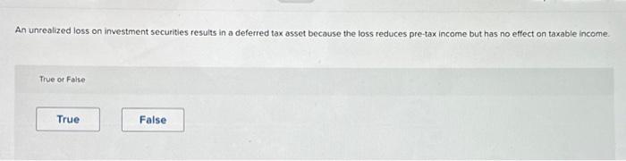 Solved An unrealized loss on investment securities results | Chegg.com