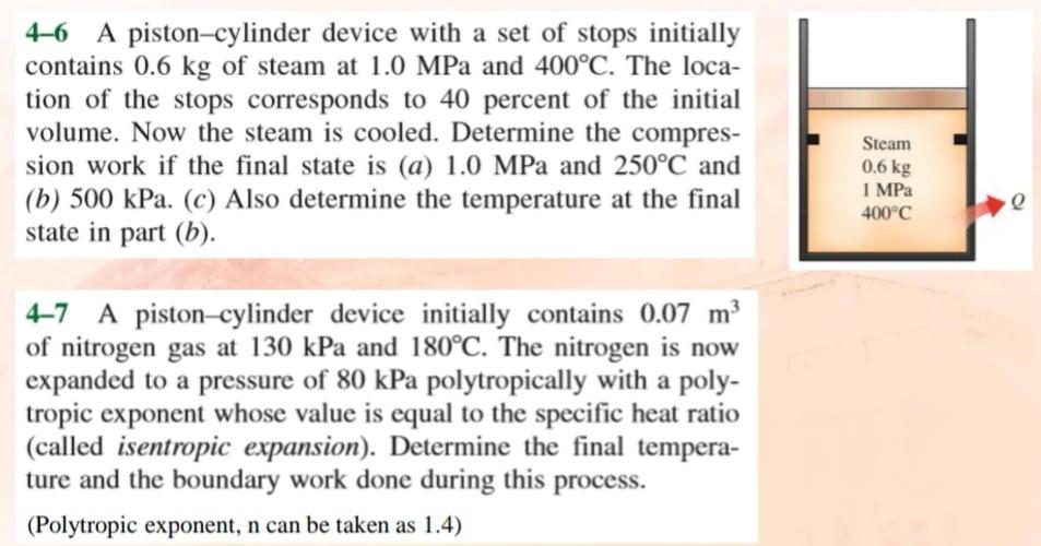 Solved 46 A pistoncylinder device with a set of stops