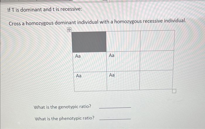 Solved If T is dominant and t is recessive: Cross a | Chegg.com