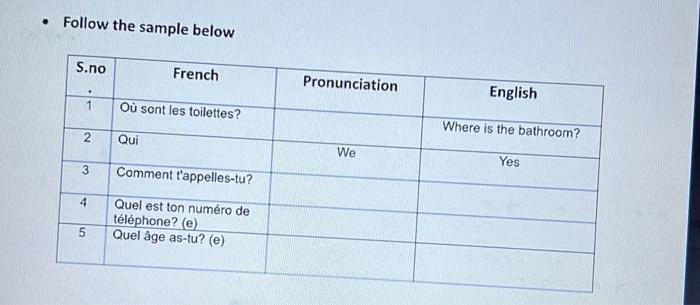 answer the following questions in french comment t'appelles-tu