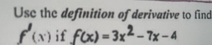 Solved Use the definition of derivative to find Fox) if f(x) | Chegg.com
