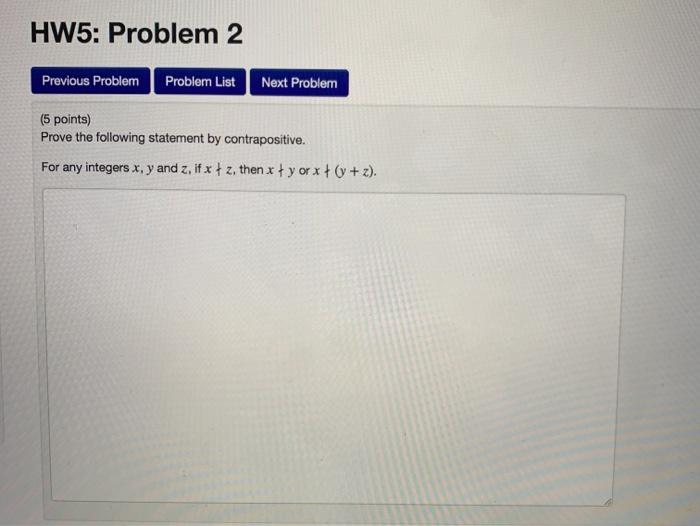 Solved HW5: Problem 2 Previous Problem Problem List Next | Chegg.com
