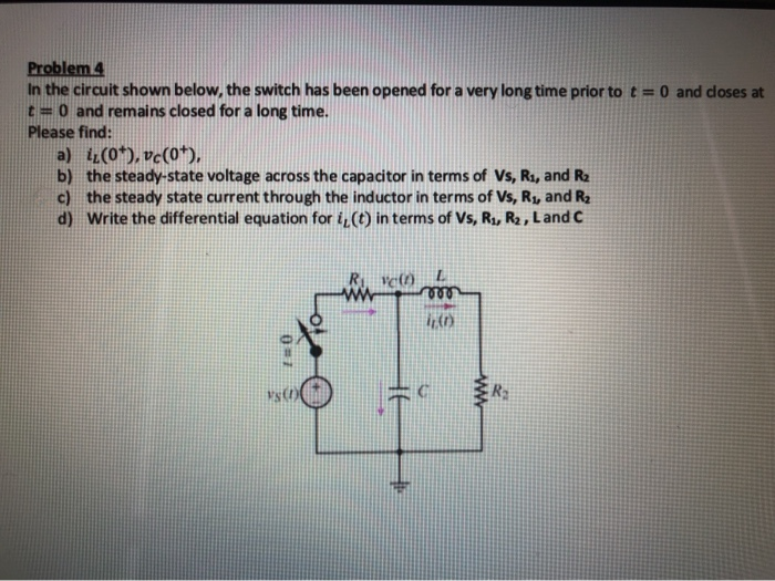 Solved Problem 4 In the circuit shown below, the switch has | Chegg.com