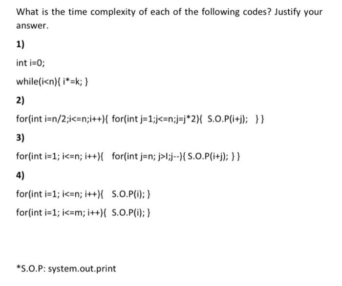 Solved What is the time complexity of each of the following | Chegg.com