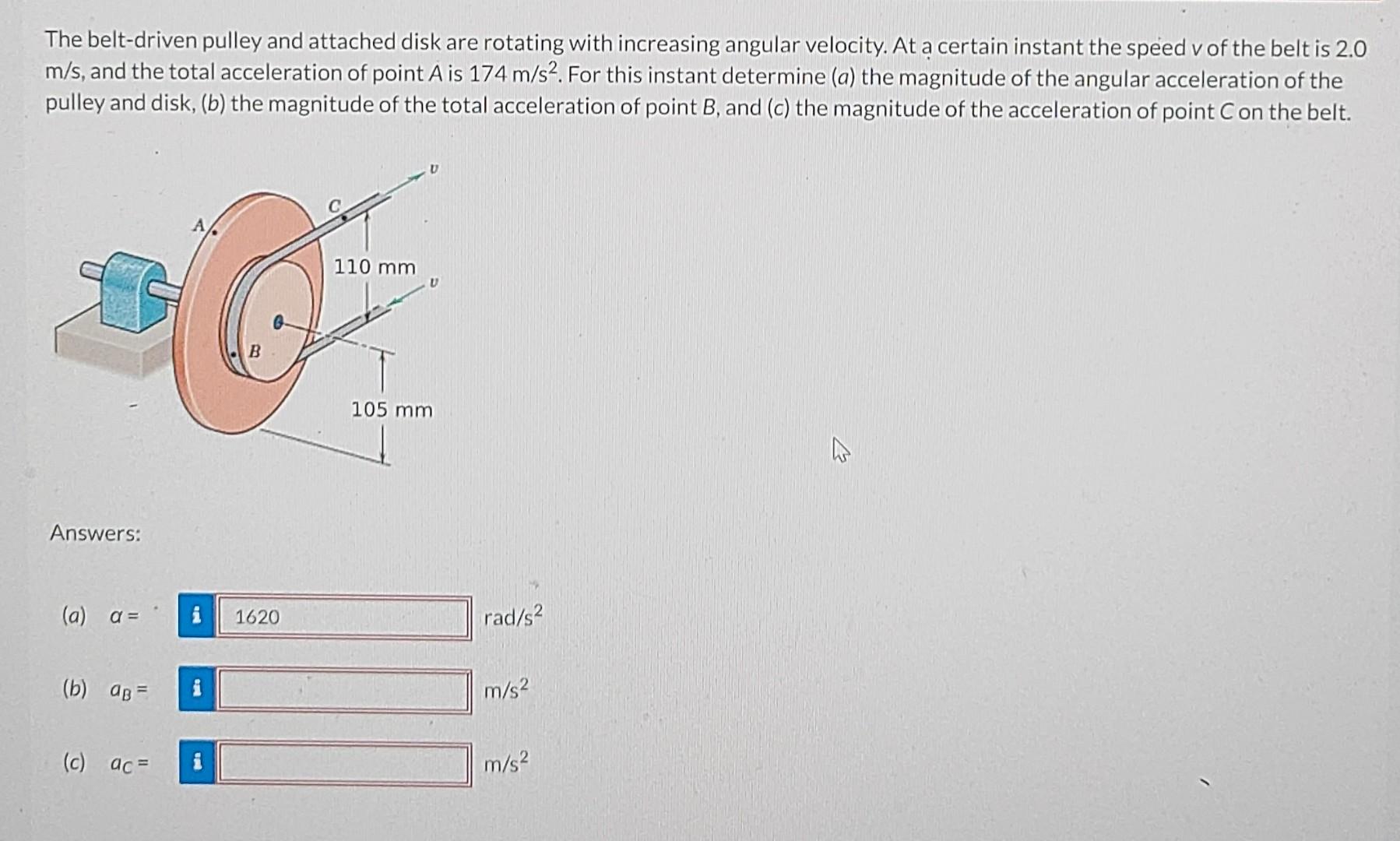 Solved The beltdriven pulley and attached disk are rotating